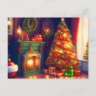 Traditioneel  stijl kerstboom uitnodiging briefkaart