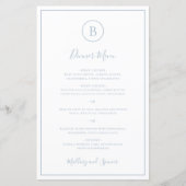 Traditioneel Stofblauw Elegant Trouwmenu (Voorkant)