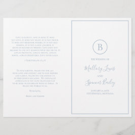 Traditioneel stoffig blauw elegant huwelijksprogra