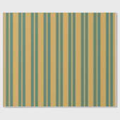 Traditioneel streeppatroon turquoise en mosterd cadeaupapier (Vlak)