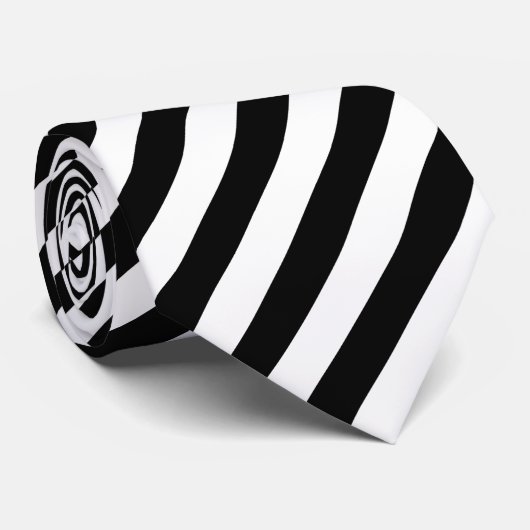 Traditioneel Stropdas van zwarte en witte gestreep (Opgerold)