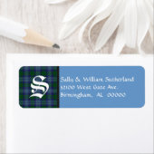 Traditioneel Sutherland Tartan Plaid Monogram Etiket (Insitu)