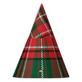 Traditioneel tartan: rood-groen geruite patroon. feesthoedjes (Links)