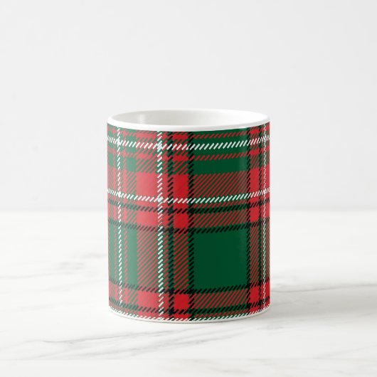 Traditioneel tartan: rood-groen geruite patroon. koffiemok (Center)
