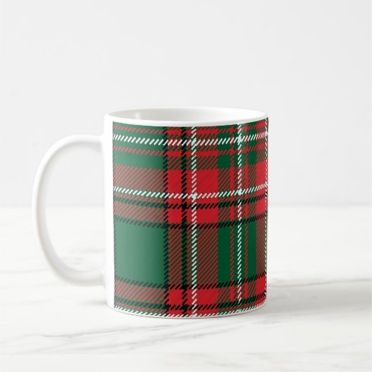 Traditioneel tartan: rood-groen geruite patroon. koffiemok (Links)