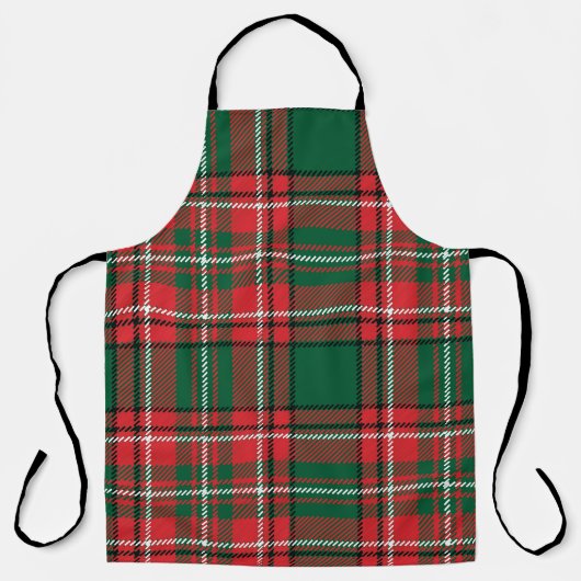 Traditioneel tartan: rood-groen geruite patroon. schort (Voorkant)