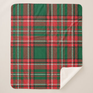 Traditioneel tartan: rood-groen geruite patroon. sherpa deken