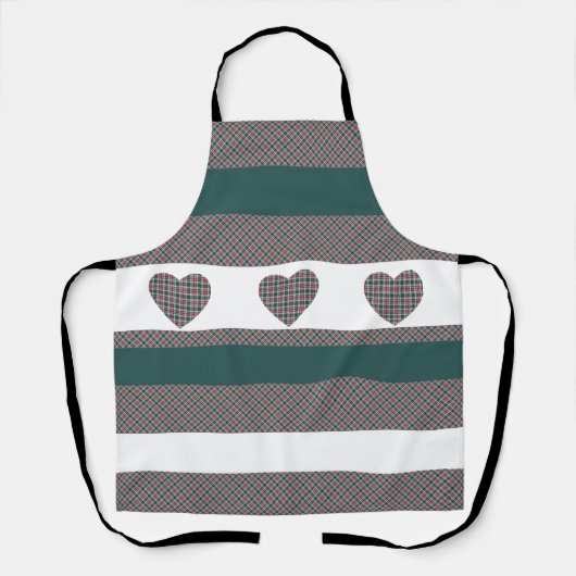 Traditioneel tartanpatroon met harten schort (Voorkant)