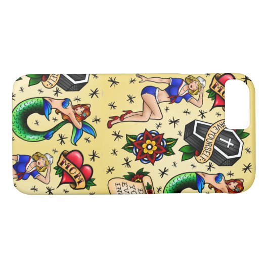 Traditioneel Tattoo Flash-draagtas Case-Mate iPhone Case (Achterkant (Horizontaal))