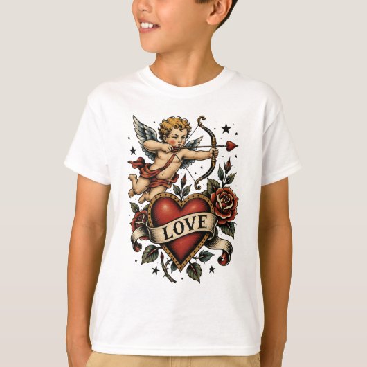 Traditioneel Tattoo Hart  T-shirt (Voorkant)
