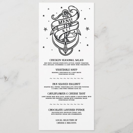 Traditioneel Tattoo Menu Wedding Rock Anchor (Voorkant)