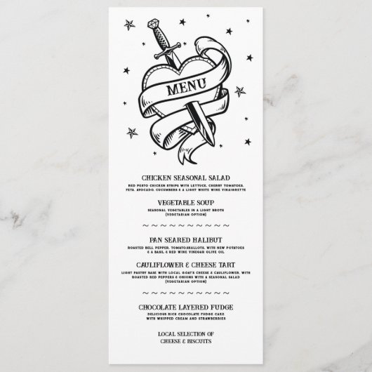 Traditioneel Tattoo Menu Wedding Rock Heart Food (Voorkant)