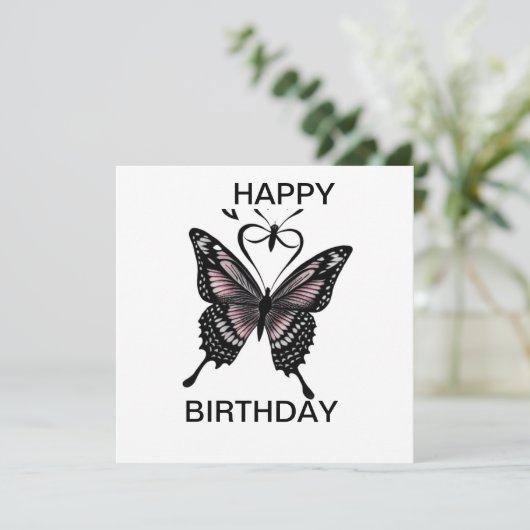 Traditioneel tattoo vlinder, gefeliciteerd (Staand voorkant)