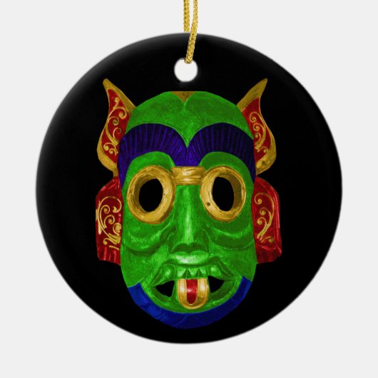 Traditioneel Thaise Masker Keramisch Ornament (Voorkant)