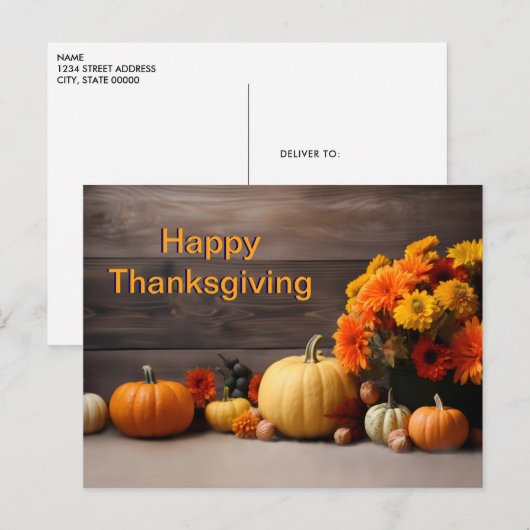 Traditioneel Thanksgiving Briefkaart (Voorkant / Achterkant)