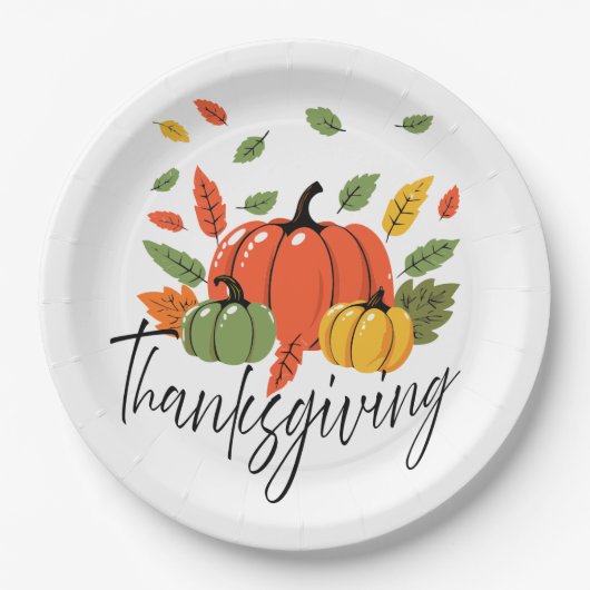 Traditioneel Thanksgiving-ontwerp Papieren Bordje (Voorkant)