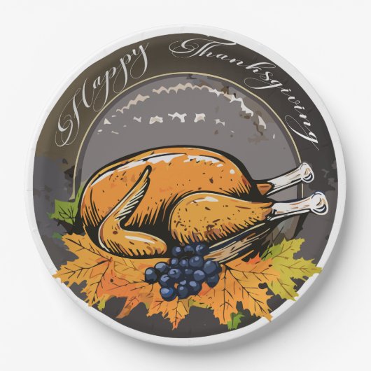 Traditioneel Thanksgiving-ontwerp Papieren Bordje (Voorkant)