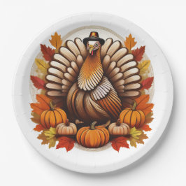 Traditioneel Thanksgiving-ontwerp Papieren Bordje