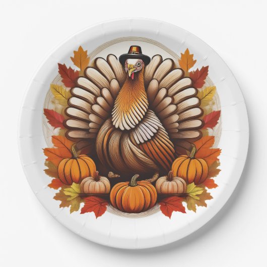 Traditioneel Thanksgiving-ontwerp Papieren Bordje (Voorkant)