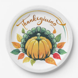 Traditioneel Thanksgiving-ontwerp Papieren Bordje