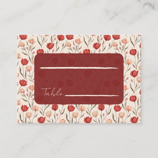 Traditioneel Trouwkaartje met Vintage Tulp Plaatskaartje (Voorkant)