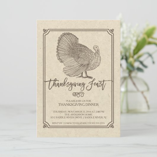 Traditioneel Turkije Thanksgiving Feest Kaart (Staand voorkant)