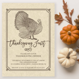 Traditioneel Turkije Thanksgiving Feest Kaart