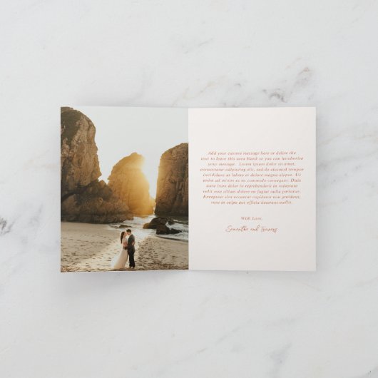 Traditioneel verbrande Sinaasappel Elegante bruilo Bedankkaart (Binnen)