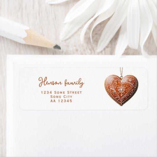 Traditioneel versierd kerstkoekje etiket (Insitu)