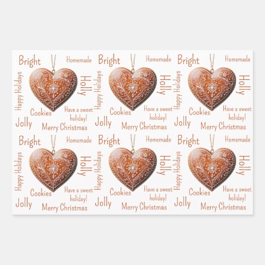 Traditioneel versierd kerstkoekje inpakpapier vel (Voorkant 3)