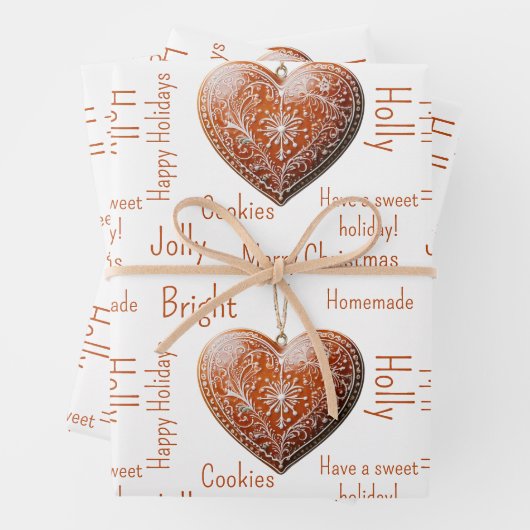 Traditioneel versierd kerstkoekje inpakpapier vel (In situ)