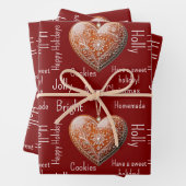 Traditioneel versierd kerstkoekje inpakpapier vel (In situ)