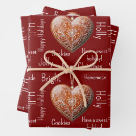 Traditioneel versierd kerstkoekje inpakpapier vel