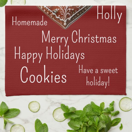 Traditioneel versierd kerstkoekje theedoek (Gevouwen)