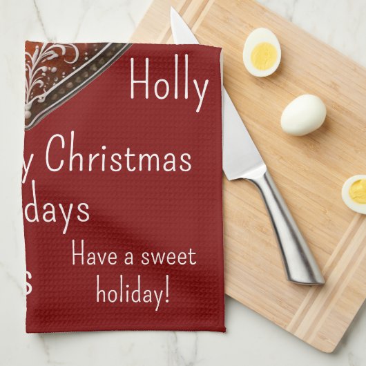 Traditioneel versierd kerstkoekje theedoek (Quarter Fold)