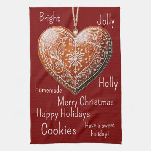 Traditioneel versierd kerstkoekje theedoek