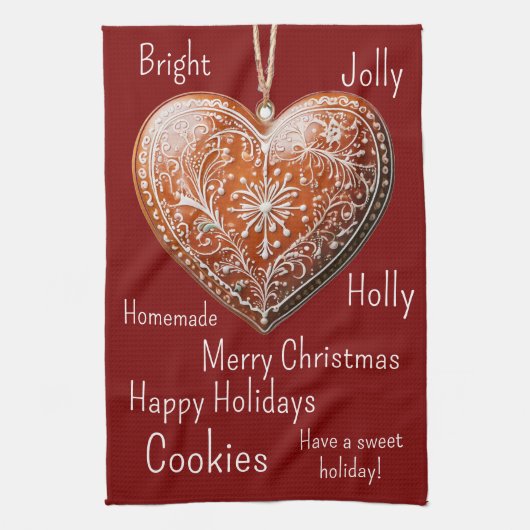 Traditioneel versierd kerstkoekje theedoek (Verticaal)