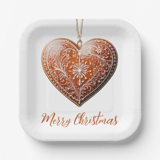 Traditioneel versierde kerstkoekjesvakantie papieren bordje (Voorkant)