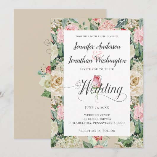 Traditioneel Victoriaans Roos Aankondiging (Voorkant / Achterkant)