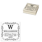 Traditioneel vierkant monogram retouradres rubberstempel (Gestempeld)