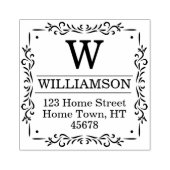 Traditioneel vierkant monogram retouradres rubberstempel (Afrduk)