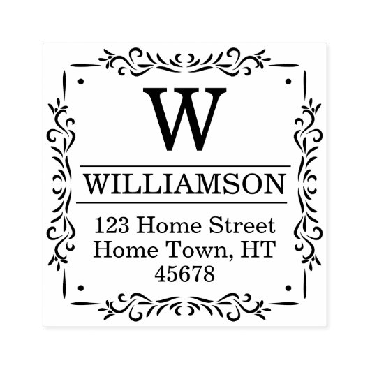 Traditioneel vierkant monogram retouradres rubberstempel (Afrduk)