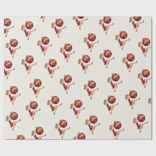 Traditioneel vintage kerstinpakpapier cadeaupapier (Vlak)