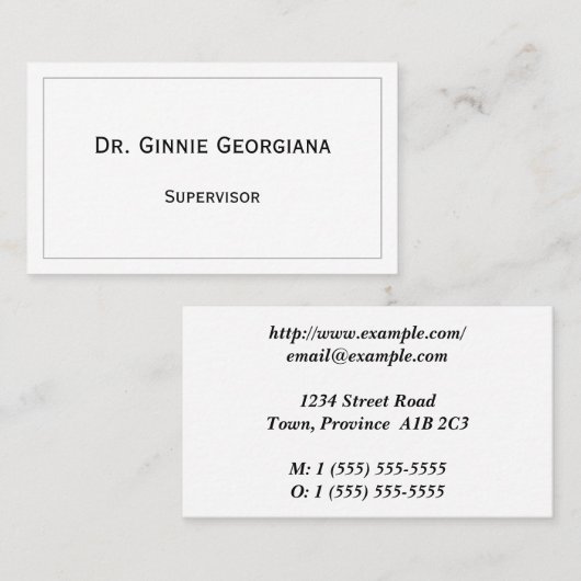 , traditioneel Visitekaartje (Voorkant / Achterkant)