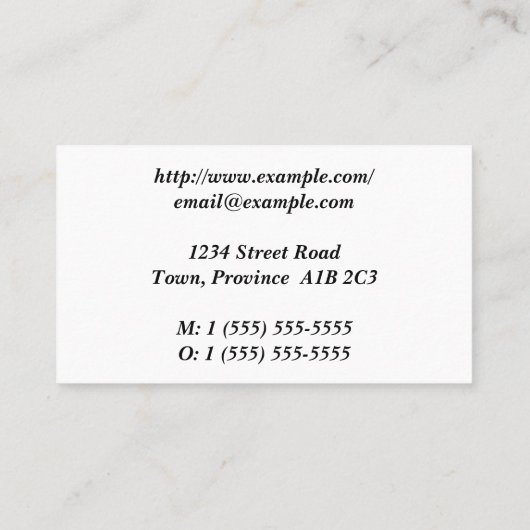 , traditioneel Visitekaartje (Achterkant)