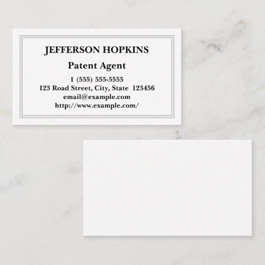 Traditioneel Visitekaartje octrooiagent (Voorkant / Achterkant)