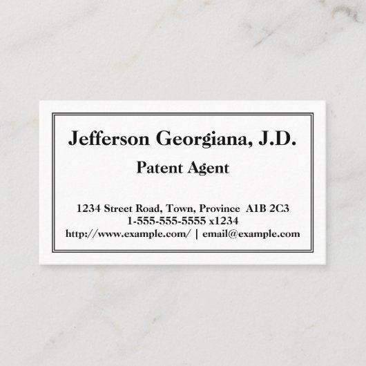Traditioneel Visitekaartje octrooiagent (Voorkant)