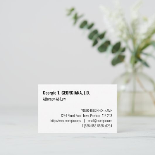 Traditioneel, Visitekaartje van de advocaat (Staand voorkant)