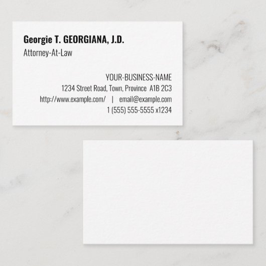 Traditioneel, Visitekaartje van de advocaat (Voorkant / Achterkant)