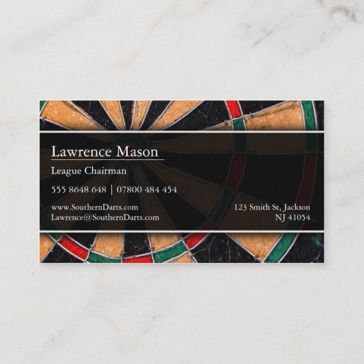 Traditioneel Visitekaartje van de Dart Board (Achterkant)